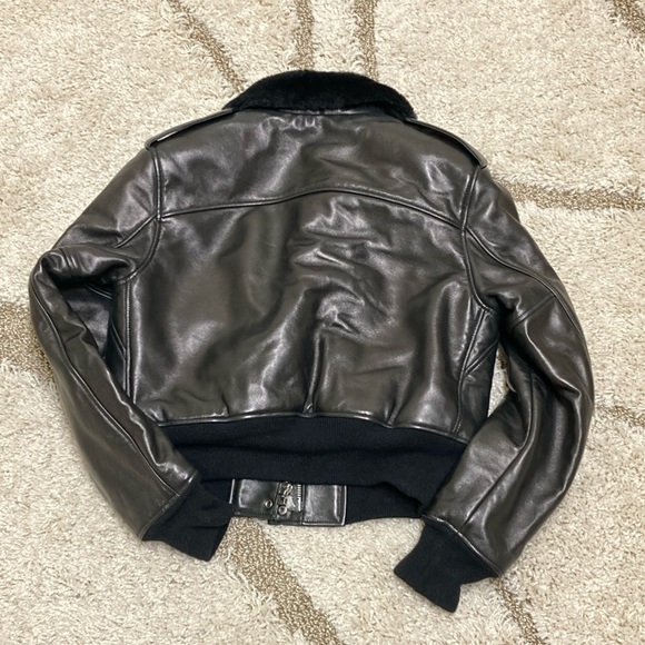 New Alexander Wang Leather Faux Fur Bomber Jacket - Picture 5 of 7